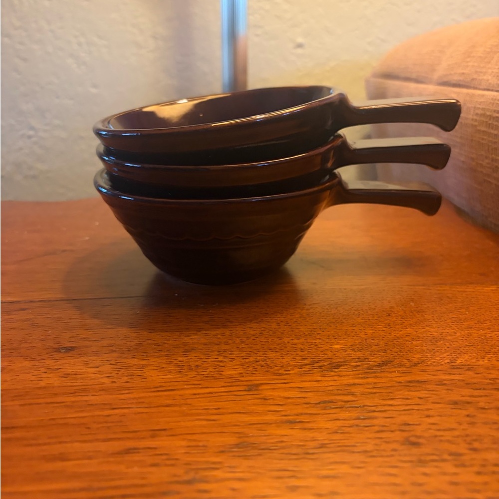 Vintage MCM Marcrest Brown Soup Bowls Set of 3